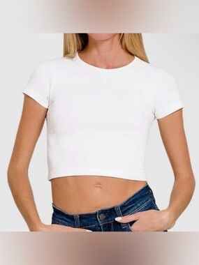 NWT Zenana Seamless Crop Top Tee Size L/XL